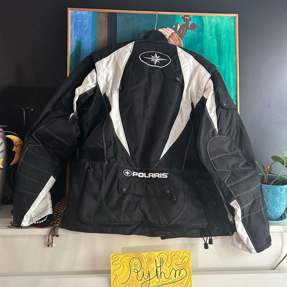 Polaris Racing Black & White Snowmobile Light Jacket Men’s Sz M - Picture 6 of 16